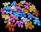 50 Mixed Colour Teddy Bear Shaped Buttons, 16x19mm, for Crafts & Sewing Projects