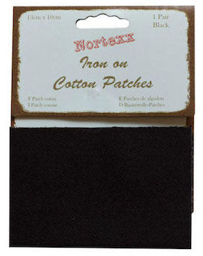 PATCH04 13 x 10cm Black Cotton Iron on Patches (pair)
