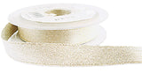 R0128 16mm Bridal White-Gold Glitter Satin Ribbon by Berisfords