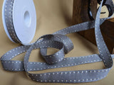 R0433 15mm Silver Grey Grosgrain Ribbon with Pearl Stitch Edges
