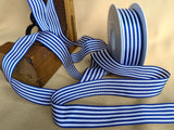 R0441 25mm Navy-White Stripes Soft Touch Taffeta Ribbon, Berisfords