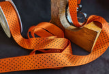 R0479 25mm Deep Orange-Black Micro Polka Dot Spot Ribbon, Berisfords