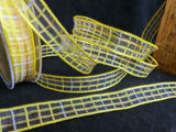 R0515 15mm Yellows-White Satin Edge Sheer Check Ribbon by Berisfords