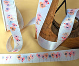 R0547 25mm White Satin Ribbon-MOTHERS DAY-Balloons Print, Berisfords
