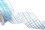 R2302 40mm Blue-Orchid Grey Sheer Check Ribbon by Berisfords