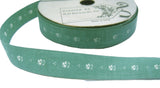 R2547 18mm Pastel Green Flowery Ribbon, 100% Cotton