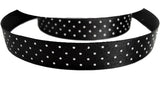 R4598 15mm Black Micro Polka Dot Print Satin Ribbon by Berisfords