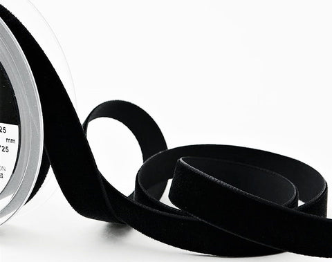 R4070 9mm Black Nylon Velvet Ribbon by Berisfords