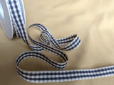 R0420 15mm Grey-Natural Ivory Rustic Gingham Ribbon by Berisfords
