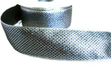 R6348 36mm Metallic Silver and Rich Navy Woven Ribbon