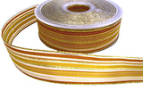 R7050 25mm Yellows-Cream-Gold Metallic-Solid-Sheer Stripe Ribbon