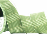R8639 25mm Cloud Green Vintage Style Rustic Plaid Ribbon by Berisfords