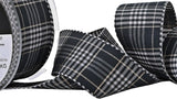 R8649 40mm Warlde Grey Vintage Style Rustic Plaid Ribbon by Berisfords