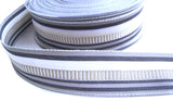 R8695 25mm Grey-Black-Cream-Metallic Silver Stripe Banded Ribbon