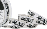 R8764 15mm Natural-Graphite Christmas Dove Rustic Ribbon,Berisfords