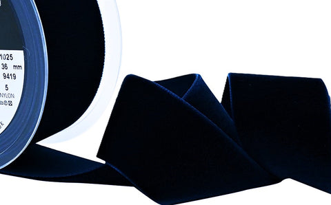 R9010 36mm Navy Nylon Velvet Ribbon by Berisfords