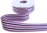 R9656 27mm Helio-Purple-White Striped Grosgrain Ribbon by Berisfords