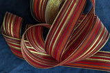 R7055C 40mm Burg-Red-Orange-Gold Solid-Sheer Stripe Ribbon, Berisfords