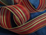 R7055 40mm Burg-Red-Orange-Gold Solid-Sheer Stripe Ribbon, Berisfords
