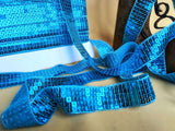 SQBRAID60 25mm Turquoise Flat Woven Edge Sequin Braid Trim