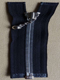 Z0094 YKK 12cm Black Nylon No.5 Open End Zip with Silver Metal Teeth
