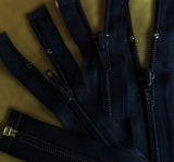 46cm open end zip. deep navy blue polyester with nylon no.5 teeth