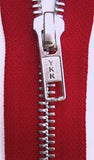 Z4814 YKK 76cm Red-Silver Metal Teeth No.5 Open End Zip