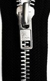 Z4825 YKK 61cm Black No.8 Open End Zip-Silver Metal Teeth