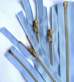 Z5424 43cm Pale Blue-Brass Teeth Open Ended Zip