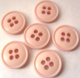 B0181 14mm Pale Azalea Pink Soft Sheen 4 Hole Button - Ribbonmoon