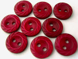 B0542 11mm Bright Wine Polyester 2 Hole Button with a Textured Rim - Ribbonmoon