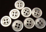 B0782 14mm Pearlised White Polyester 4 Hole Button - Ribbonmoon