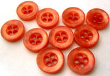 B1017 11mm Coral 4 Hole Button with a Shimmery Iridescence - Ribbonmoon