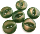 B12625 14mm Bottle Green and Iridescent 2 Hole Polyester Fish Eye Button - Ribbonmoon