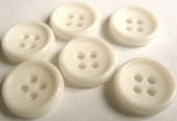 B12710 15mm Ghost White Nylon 4 Hole Button, Matt Centre, Gloss Rim - Ribbonmoon