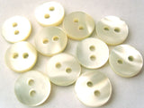 B1508C 10mm Pearl White Shimmery Real  Shell 2 Hole Buttons - Ribbonmoon