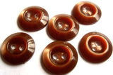 B16161 14mm Brown Pearlised Polyester 2 Hole Button - Ribbonmoon