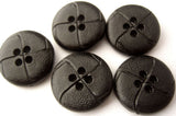 B1634 18mm Black Leather Effect 4 Hole Button - Ribbonmoon