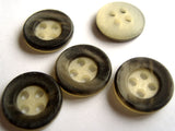 B16492 17mm Mixed Greys Pearlised Centre, Bone Sheen Rim 4 Hole Button