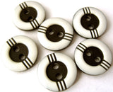 B11410 12mm Black and White Gloss 2 Hole Button