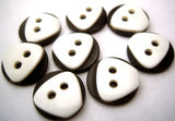 B18175 15mm Black and Ceramic White Gloss 2 Hole Button