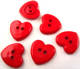 B2137 14mm Red Glossy Love Heart Shaped 2 Hole Button - Ribbonmoon