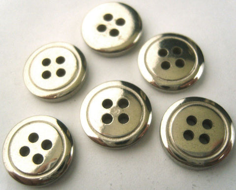 B7107 15mm Silver Metal Alloy 4 Hole Button