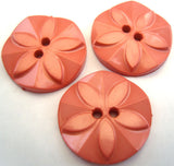 B15161 23mm Peach Coral Glossy Flower Design 2 Hole Button