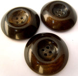 B2448 27mm Brown and Glittery Gold Chunky High Gloss 4 Hole Button - Ribbonmoon