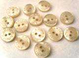 B2627 9mm Pale Beige Pearlised Surface 2 Hole Button, Lettered Rim AMICI - Ribbonmoon