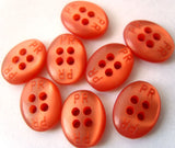 B2631 13mm Orange Pearlised 4 Hole Button, Lettered "P R" - Ribbonmoon