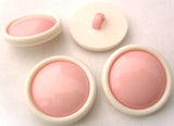 B3098 22mm Azalea Pink Gloss Domed Shank Button with a White Rim - Ribbonmoon