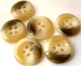 B3109 15mm Cream, Natural and Grey Beige High Gloss 4 Hole Button - Ribbonmoon