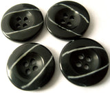 B3121 20mm Black and White Gloss 4 Hole Button - Ribbonmoon